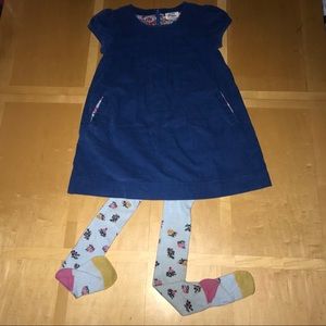 👧🏼Mini Boden Corduroy Dress & Floral Tights